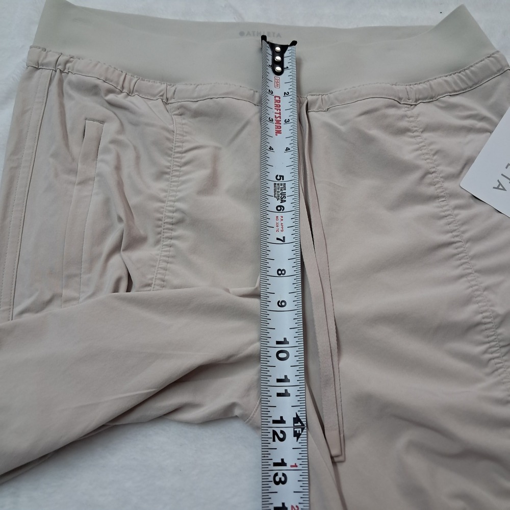 Athleta Pants Womens 10 Beige Attitude Pant‎ Ruched Featherweight Stretch Gym - Picture 11 of 13